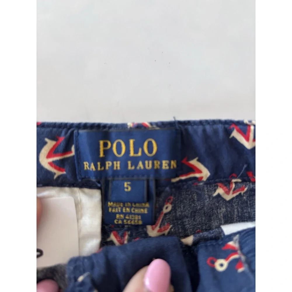 Ralph Lauren Girls‎ Sz 5Nautical Shorts Navy Blue Red Beige Anchors 3301
